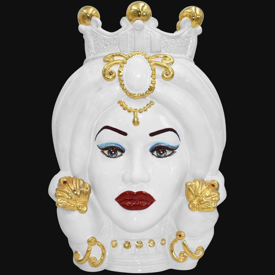 Testa h 40 turbante white and gold con espressione femmina - Ceramiche di Caltagirone Sofia