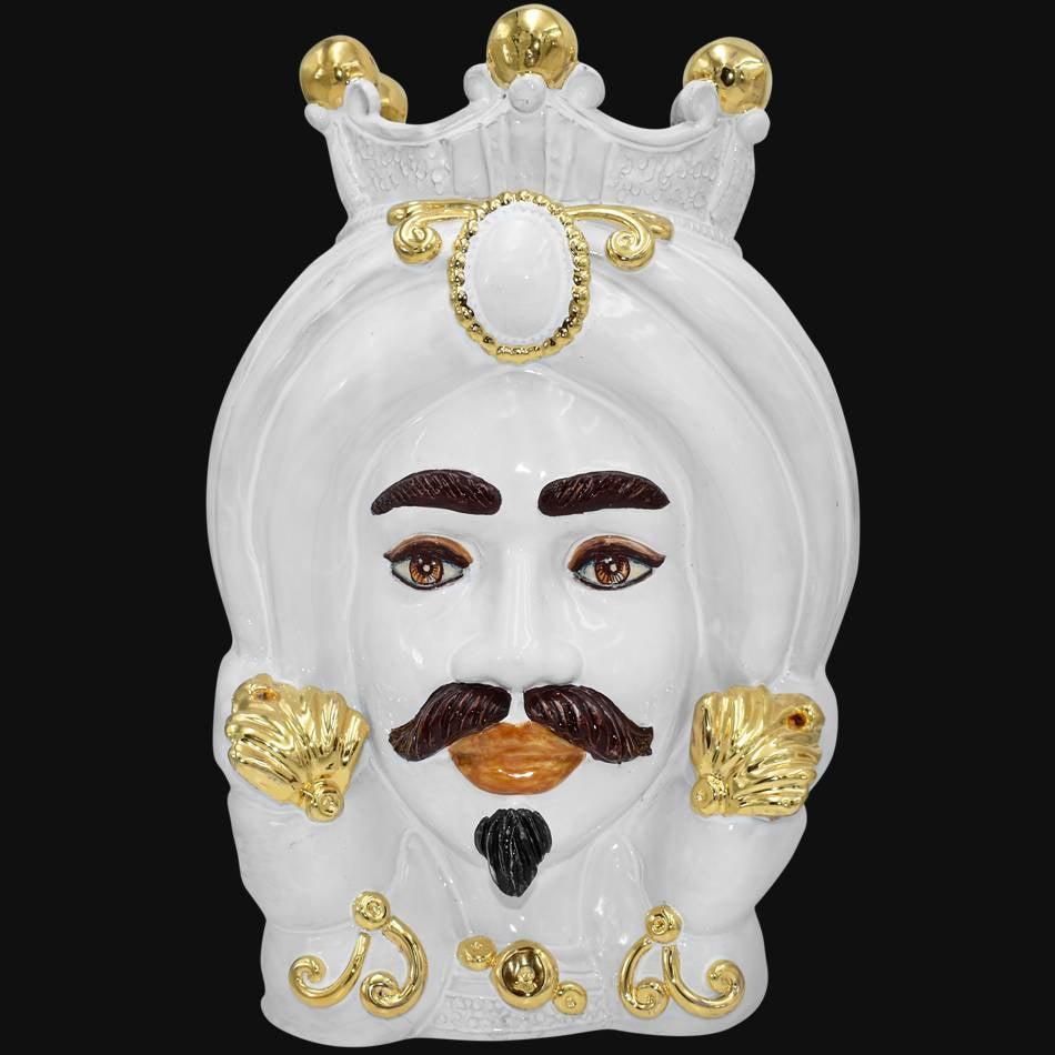 Testa h 40 turbante white and gold con espressione uomo - Ceramiche di Caltagirone Sofia