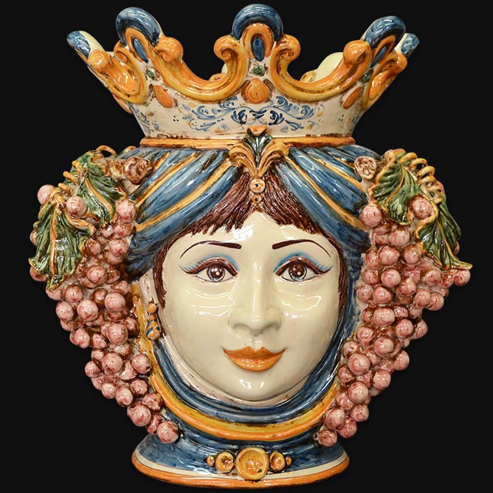 Testa h 40 uva blu e arancio donna - Ceramiche di Caltagirone Sofia