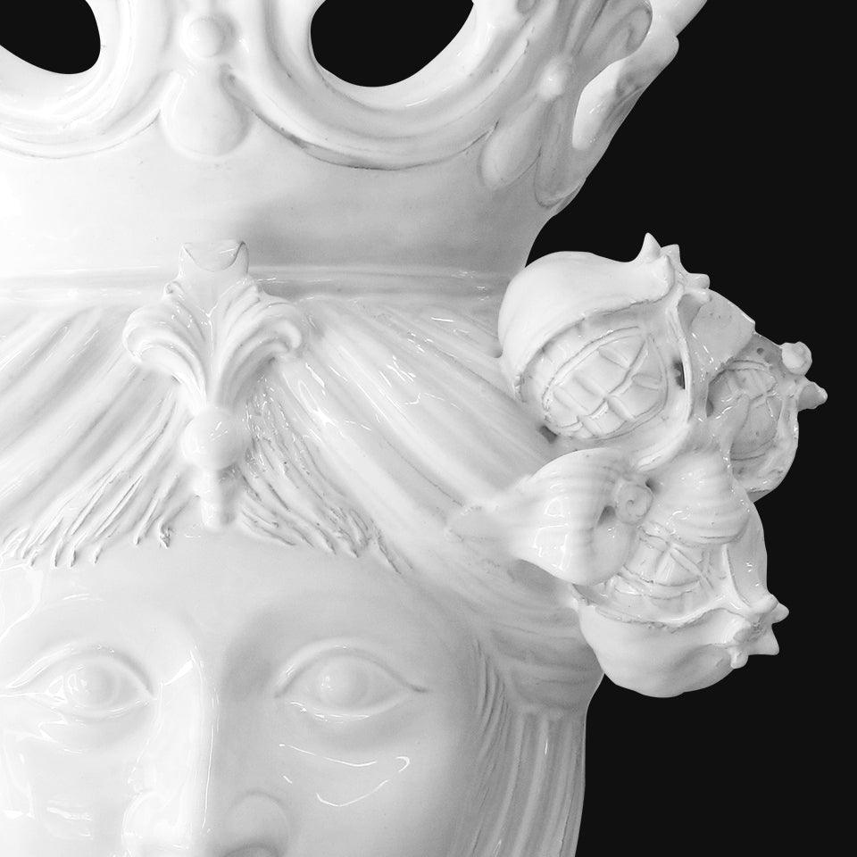 Testa h 40 white line melograni femmina - Teste di moro moderne Sofia Ceramiche - Ceramiche di Caltagirone Sofia