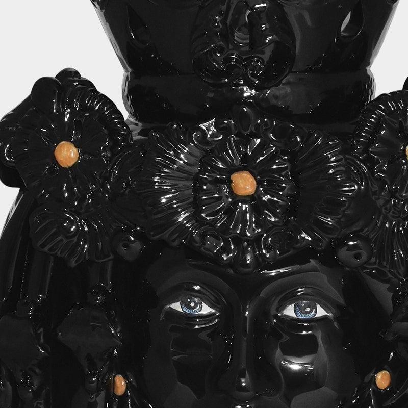 Testa h 50 c/turbante black orange femmina - Ceramiche di Caltagirone Sofia