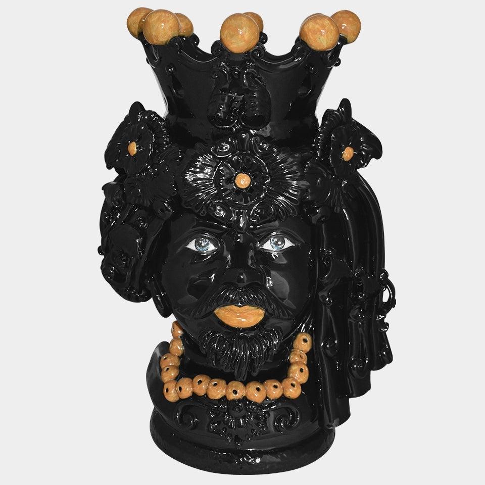 Testa h 50 c/turbante black orange maschio - Ceramiche di Caltagirone Sofia