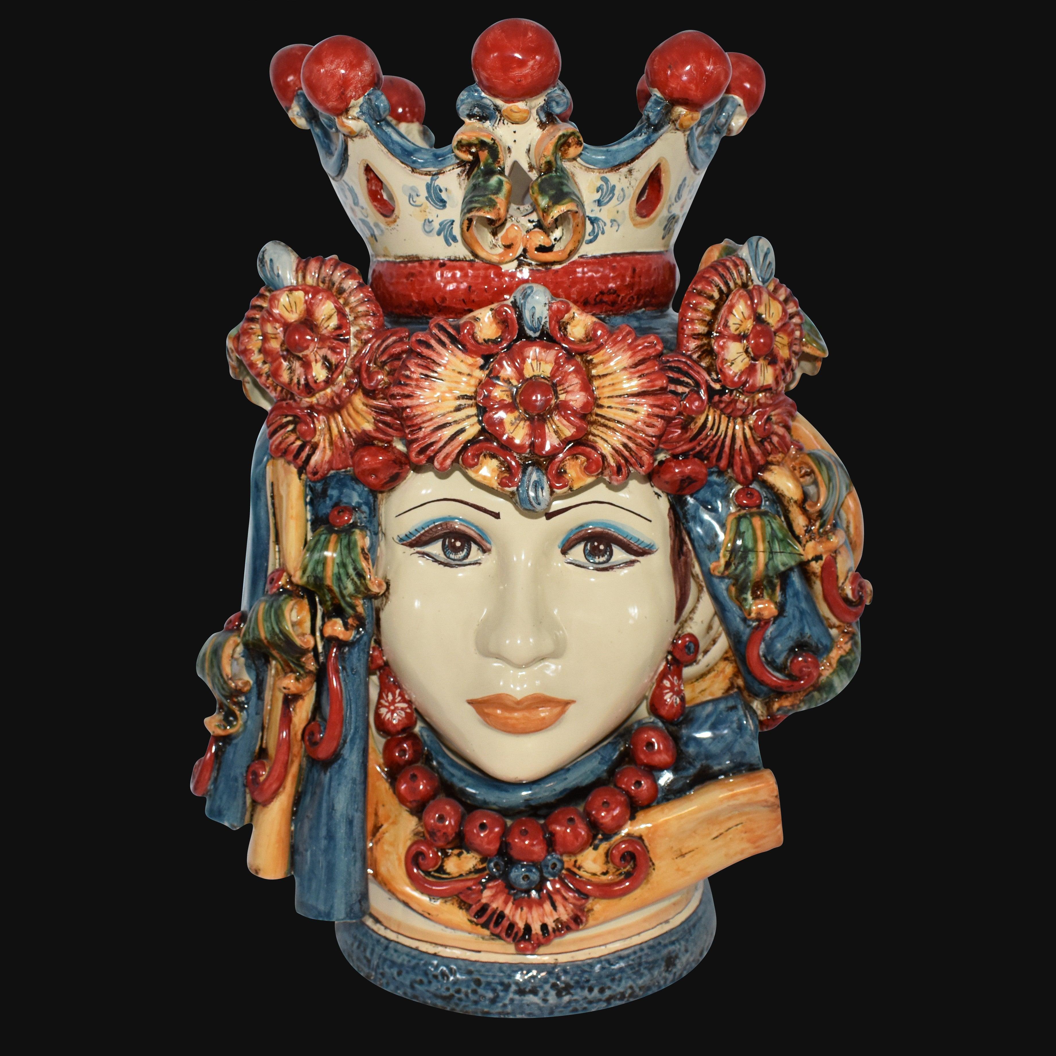 Testa h 50 c/turbante decoro sicily femmina - Ceramiche di Caltagirone Sofia