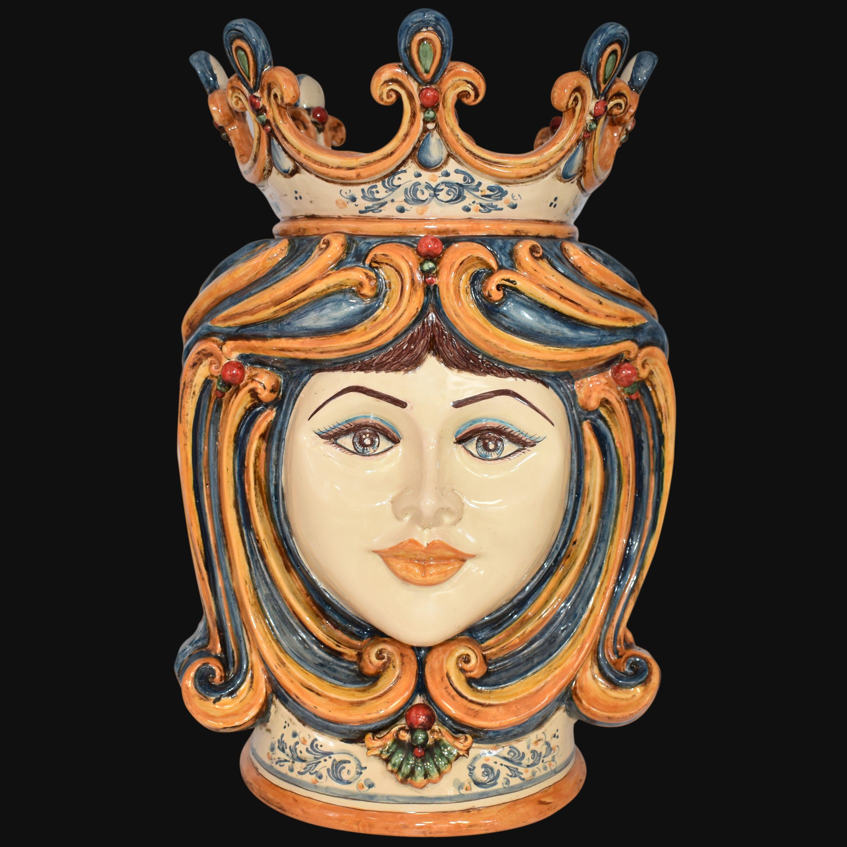 Testa h 60 blu e arancio femmina - Ceramiche di Caltagirone Sofia