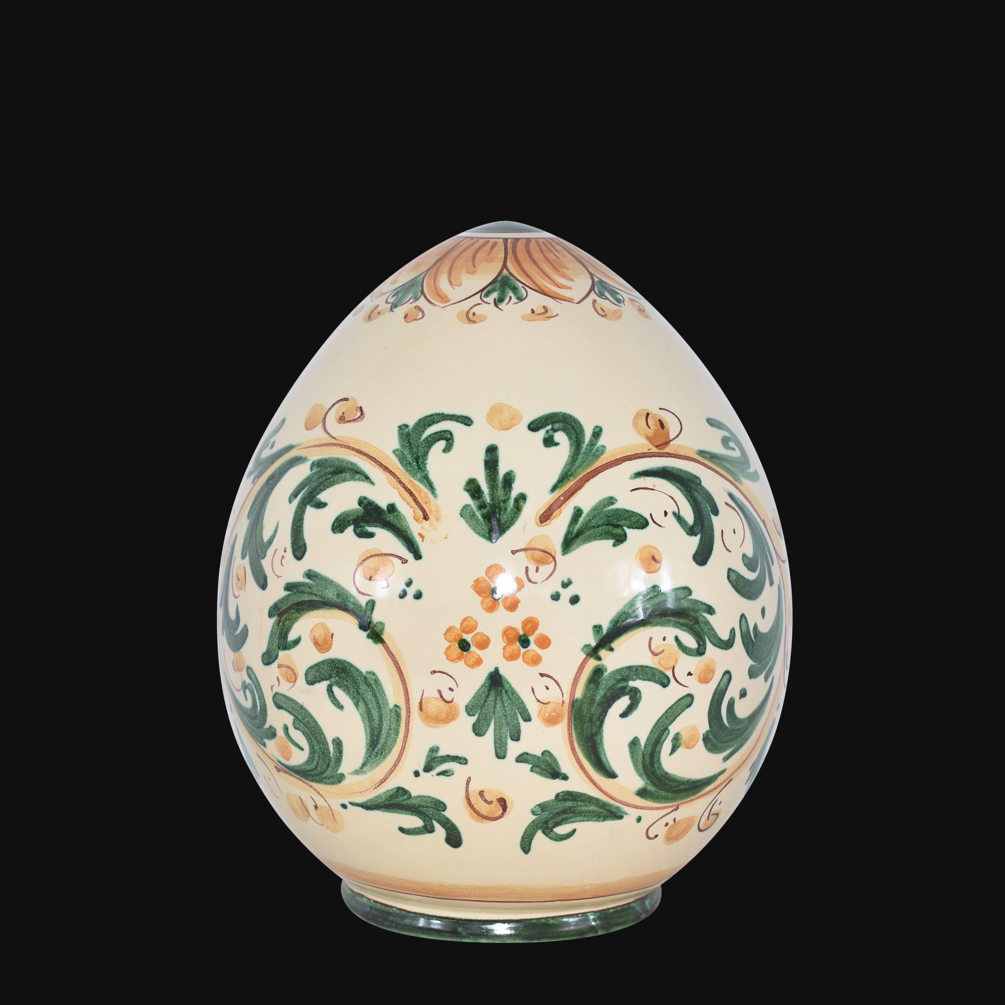 Uovo in ceramica h 15/20 cm Serie d'arte verde e arancio - Ceramiche di Caltagirone - Ceramiche di Caltagirone Sofia