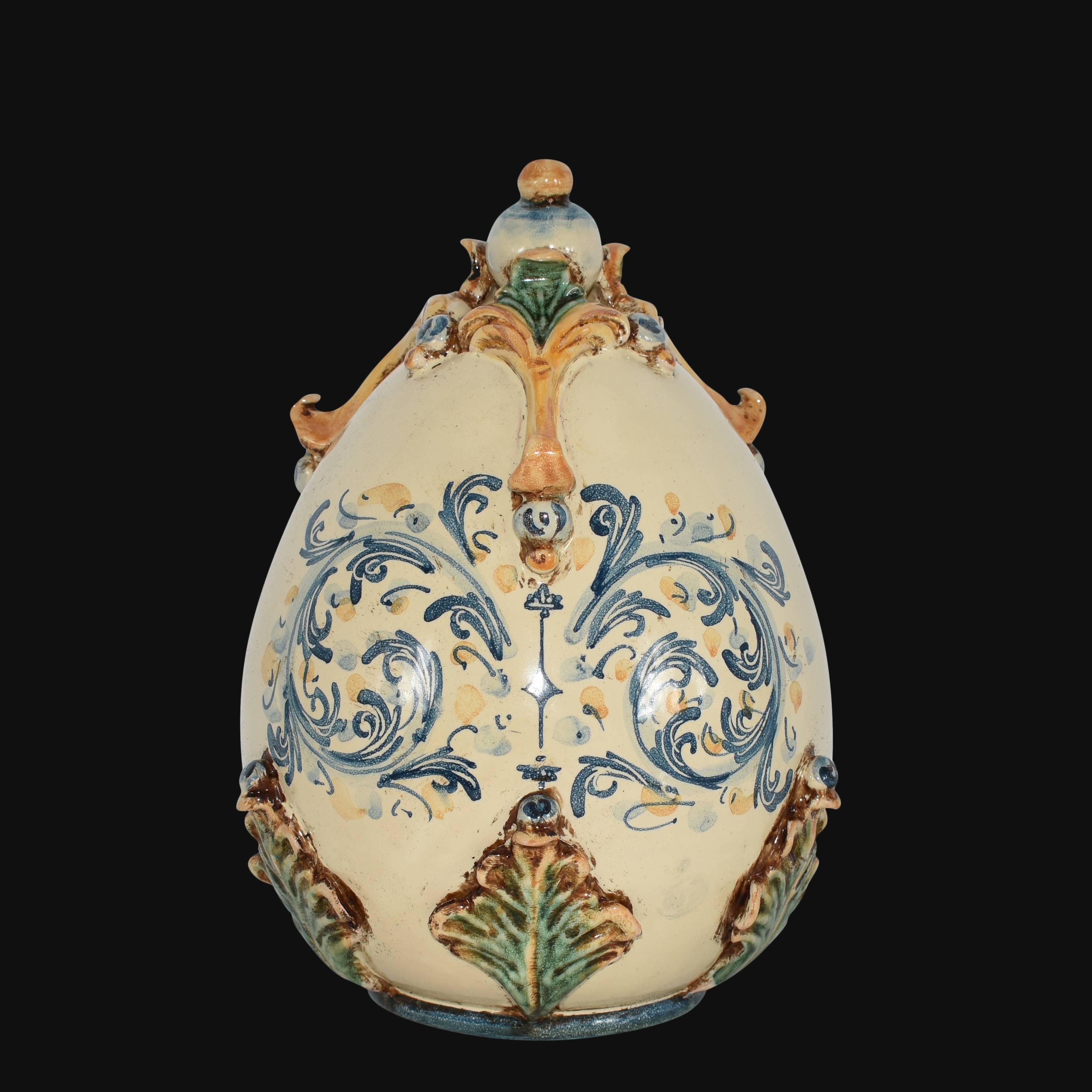 Uovo in ceramica h 22 plastico Sofia tricolore - Ceramiche di Caltagirone - Ceramiche di Caltagirone Sofia