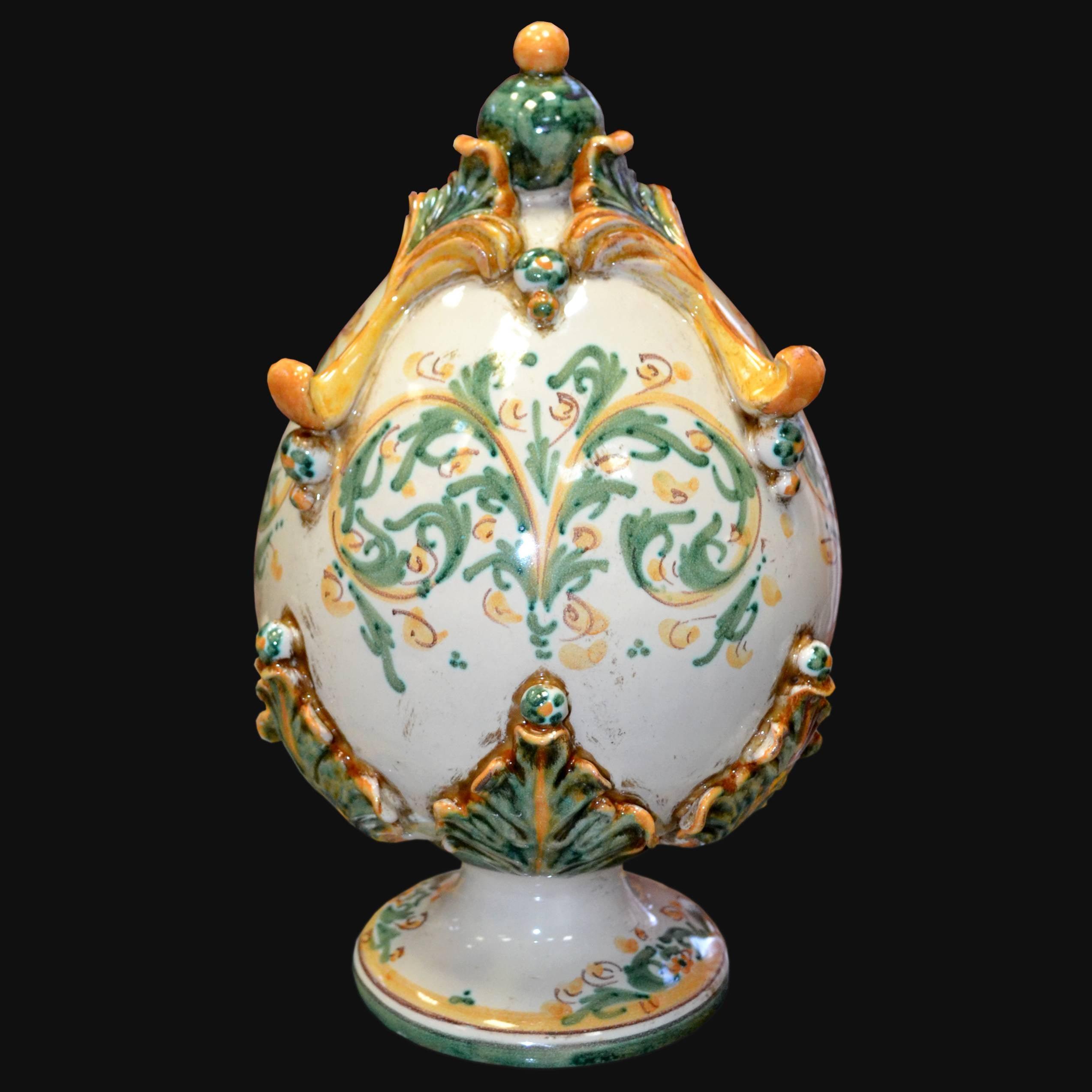 Uovo in ceramica h 25 plastico Sofia verde/arancio - Ceramiche di Caltagirone - Ceramiche di Caltagirone Sofia