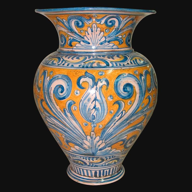 Vaso a collo alto h 30 fondo arancio - Ceramiche di Caltagirone Sofia