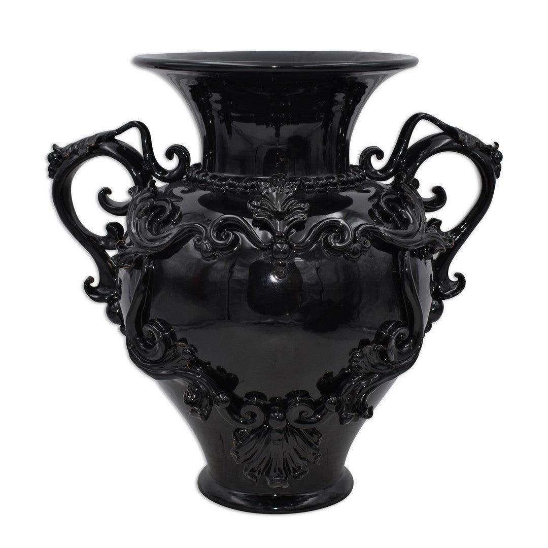 Vaso anfora h 40 c/greca rilievo black line - Ceramica di Caltagirone Sofia - Ceramiche di Caltagirone Sofia