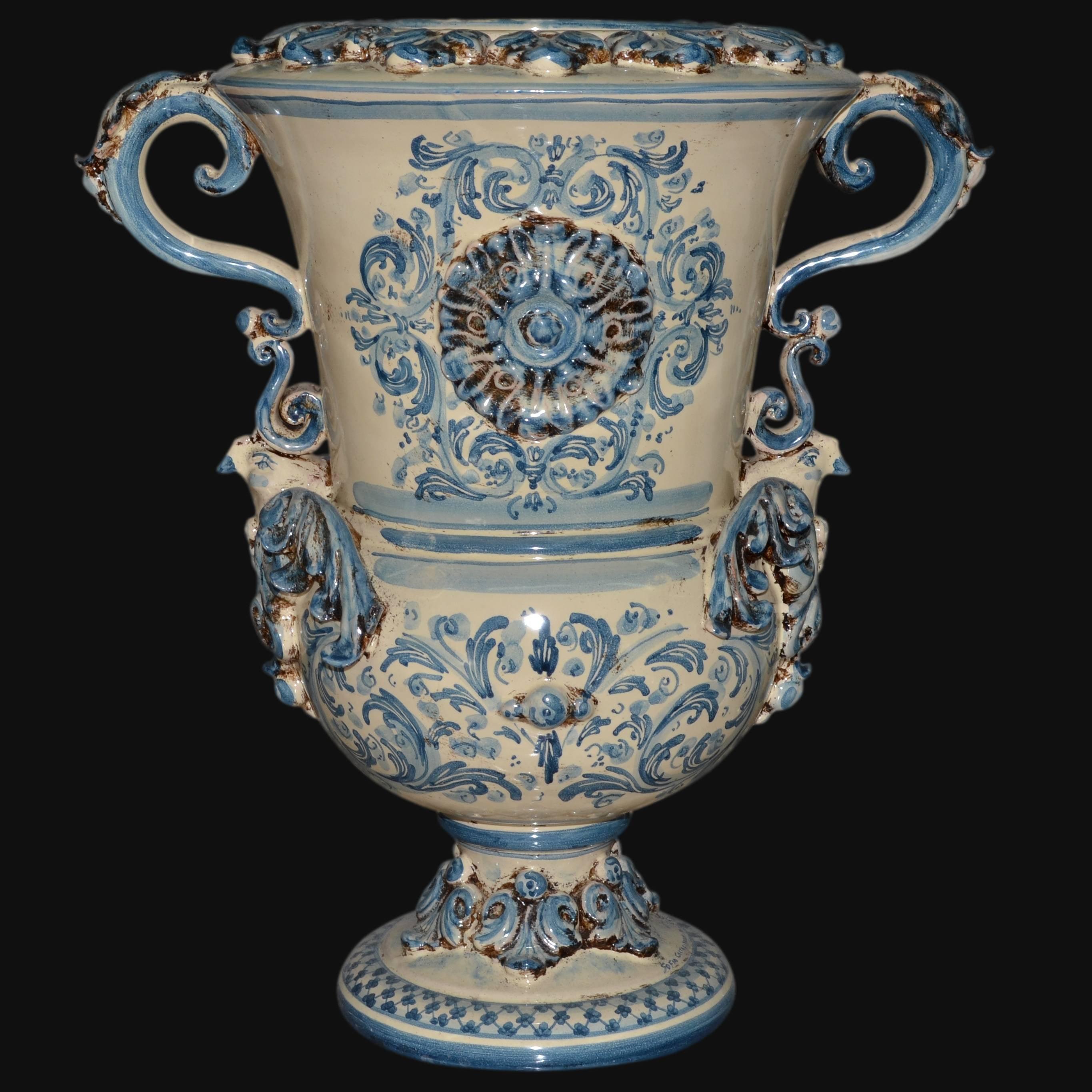 Vaso aquila h 35/50 plastico Sofia mono blu - Ceramiche di Caltagirone Sofia