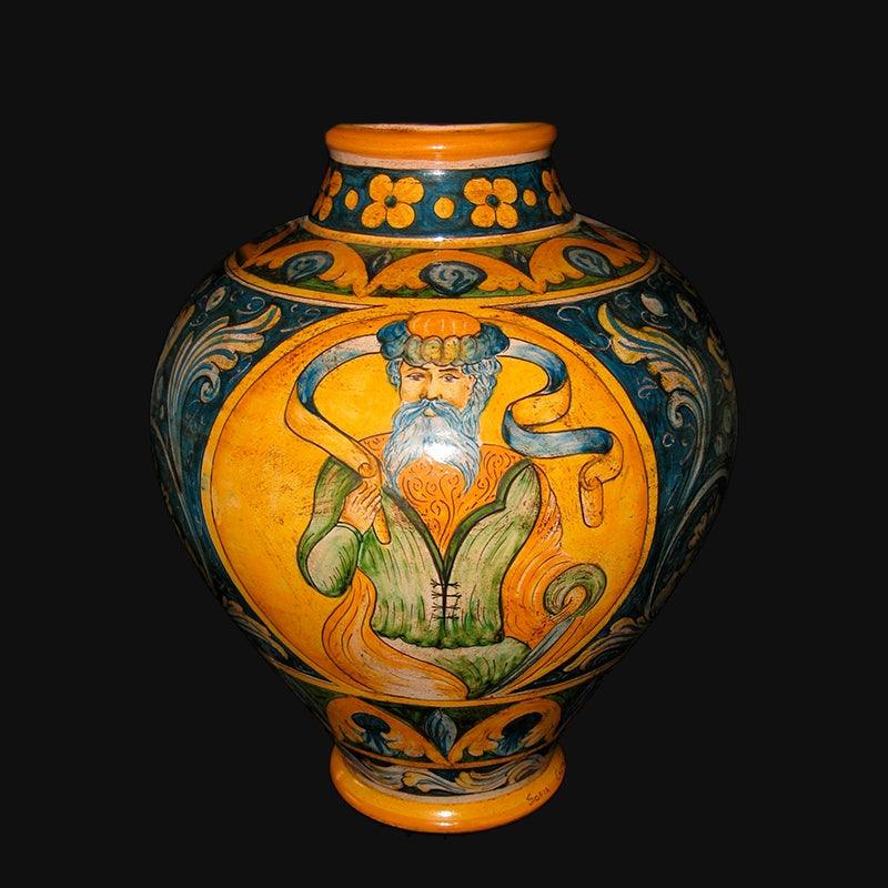 Vaso boccia h 35 ornato calatino c/figurato - Ceramiche di Caltagirone Sofia