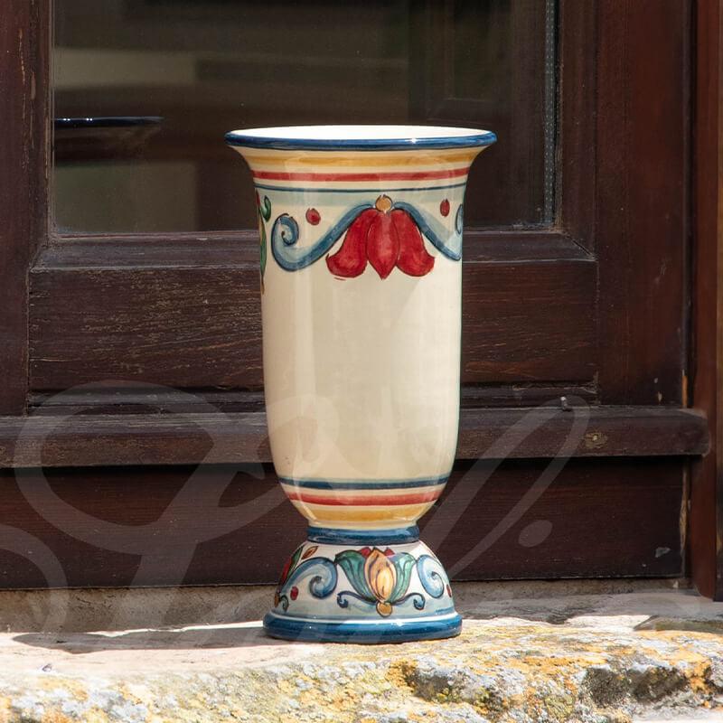 Vaso Calice Decoro Sicily h 25 in Ceramiche di Caltagirone Sofia - Ceramiche di Caltagirone Sofia
