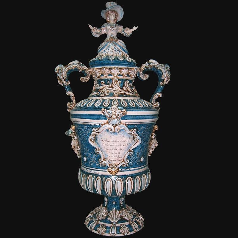 Vaso monumentale prosa in serie limitata mono blu - Ceramiche di Caltagirone Sofia