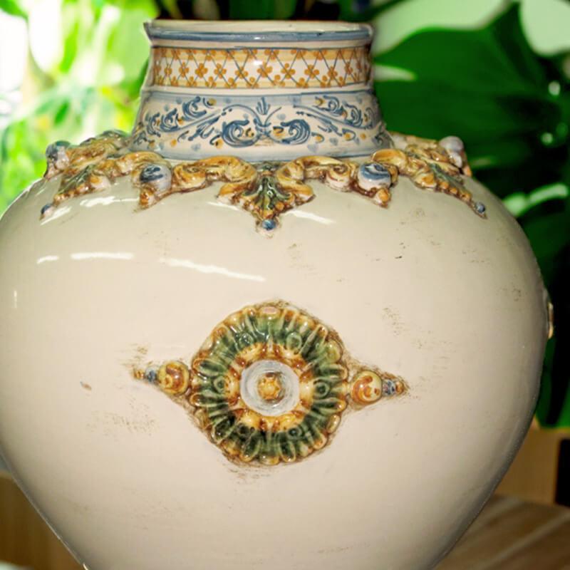 Vaso Plastico Sofia Tricolore in ceramica artistica di Caltagirone prodotti a mano. - Ceramiche di Caltagirone Sofia