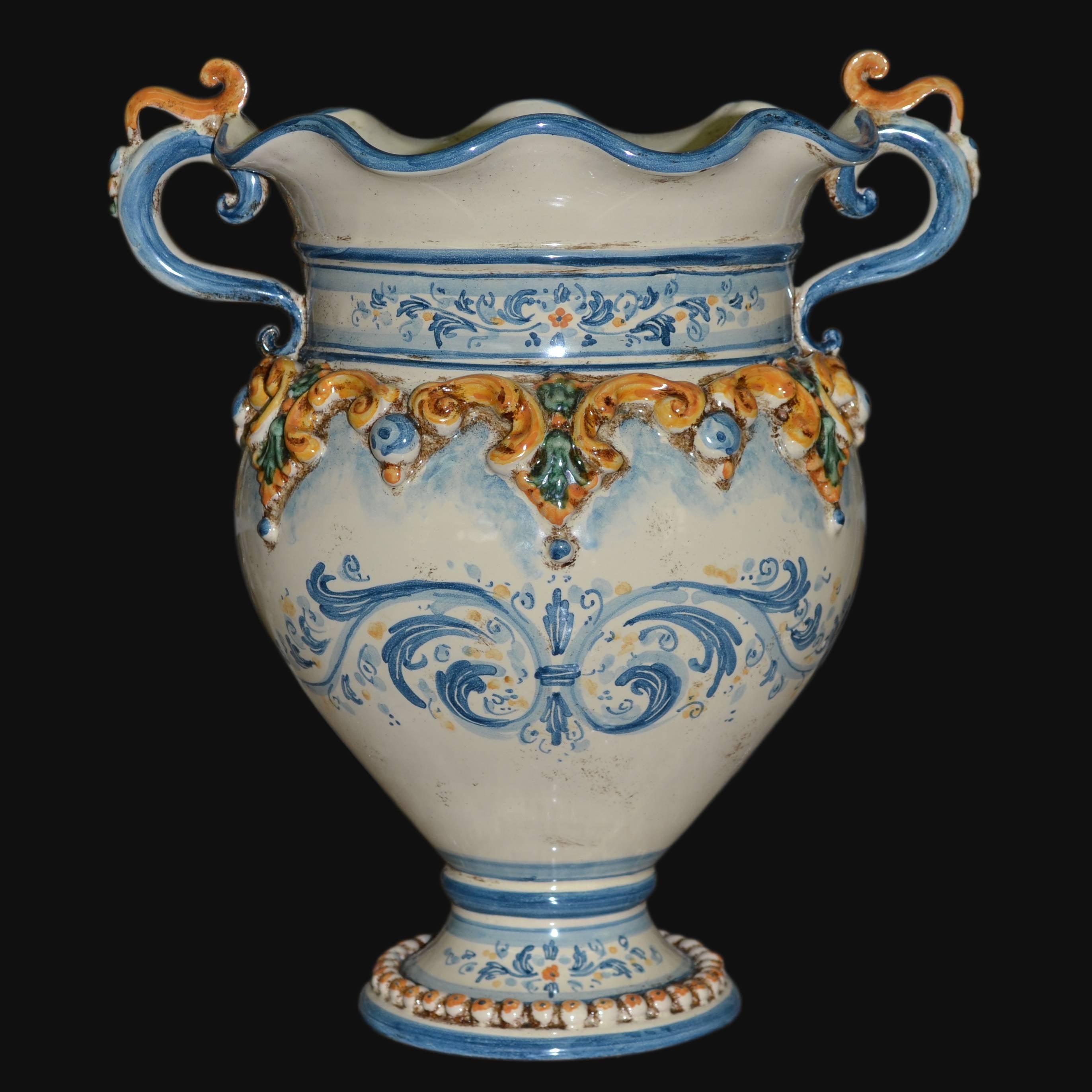 Vaso Smerlato con Decoro Plastico Tricolore - Ceramiche di caltagirone Sofia - Ceramiche di Caltagirone Sofia