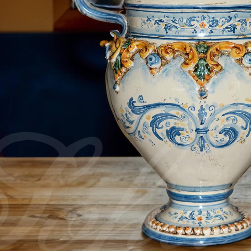 Vaso Smerlato con Decoro Plastico Tricolore - Ceramiche di caltagirone Sofia - Ceramiche di Caltagirone Sofia